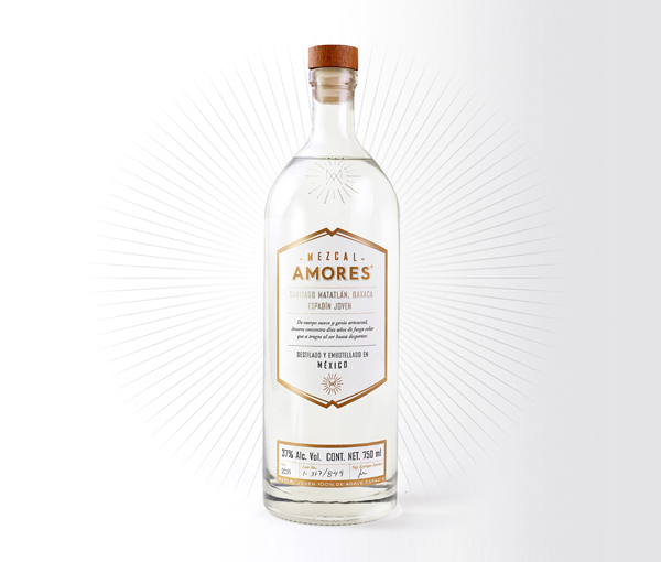 Packaging with metallic copper spot colour detail designed by Butic for Mexican mezcal spirit brand Mezcal Amores