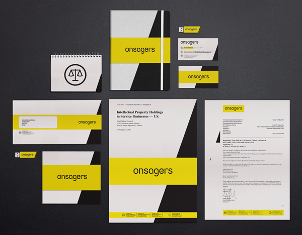 Logo and stationery designed by Uniform for intellectual property specialist Onsagers