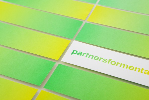 Logo and print with fluorescent yellow and green print treatment created by Blok for Canadian charity Partners For Mental Health