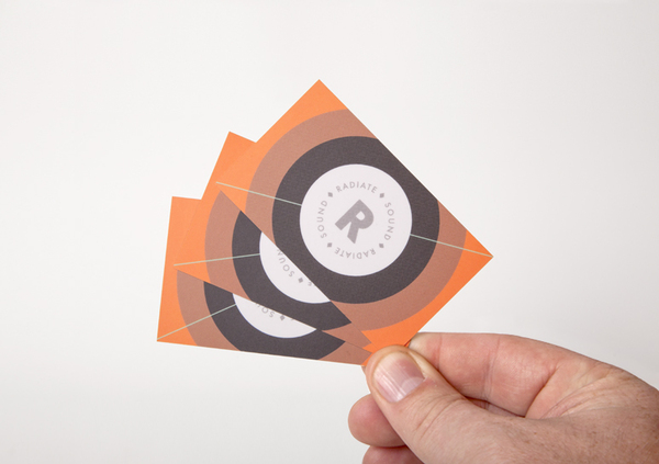 Logo and business card designed by Bradley Rogerson for recording and engineering studio Radiate Sound