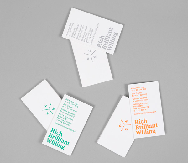 Logo and business cards designed by Project Projects for Manhattan based furniture and lighting design studio Rich Brilliant Willing