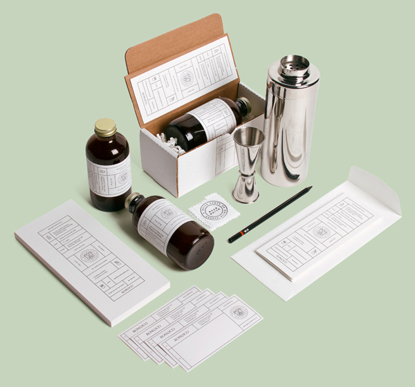 Self-initiated promotional packaging and letter-pressed labels created by multi-disciplinary design studio RoAndCo