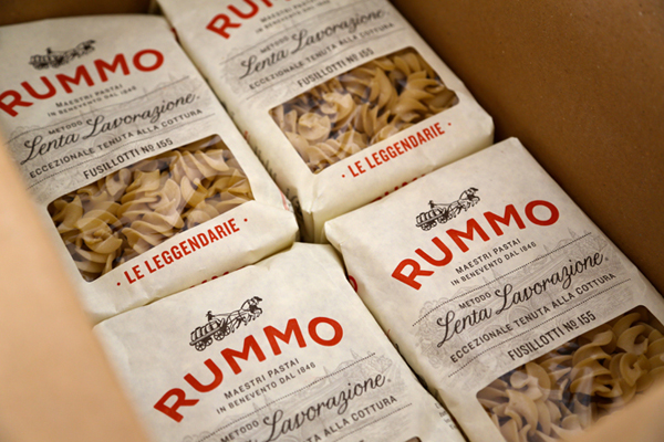 Packaging with fine fine illustrative detail designed by Irving & Co. for Italian pasta manufacturer Rummo