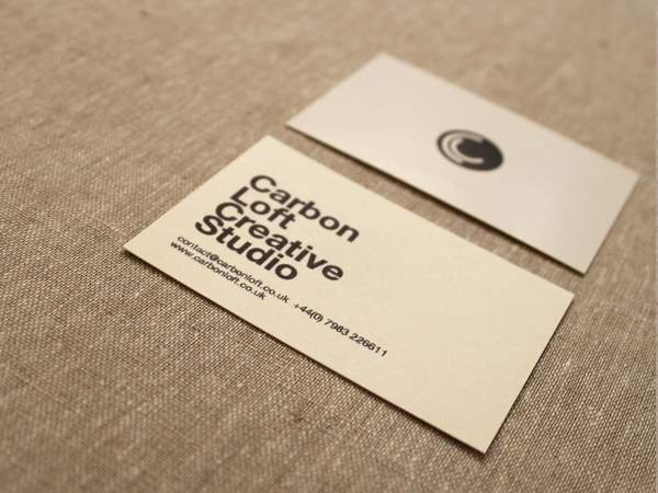 Logo and business cards designed by and for independent graphic design studio Carbon Loft