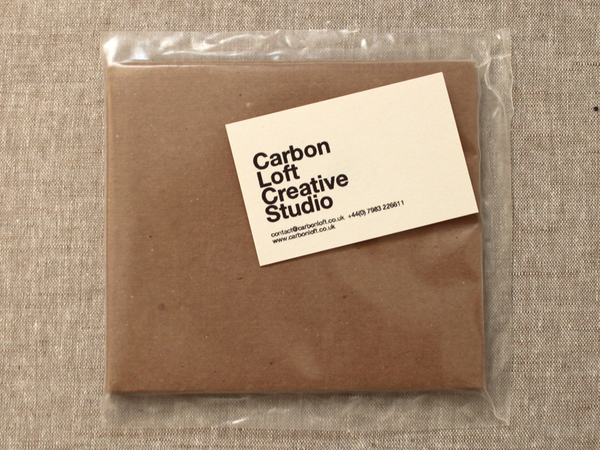 Logo and stationery with unbleached paper detail designed by and for independent graphic design studio Carbon Loft