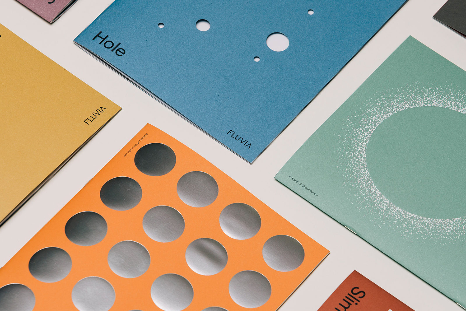 Visual identity and brochure covers by Spanish studio Folch for Fluvia, a range of adaptable lighting solutions from LED Simon