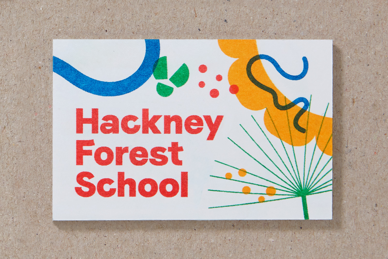 Riso printed business card designed by Spy for Hackney Forest School