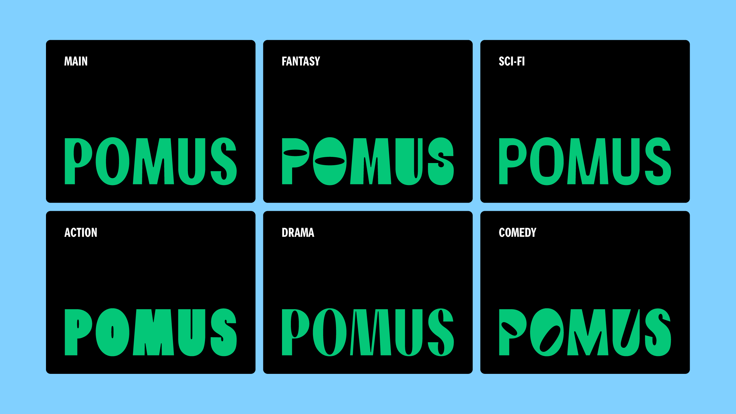 Variable logotype, custom typeface and branding for Turkish creative production studio POMUS designed by Sömestr Studio