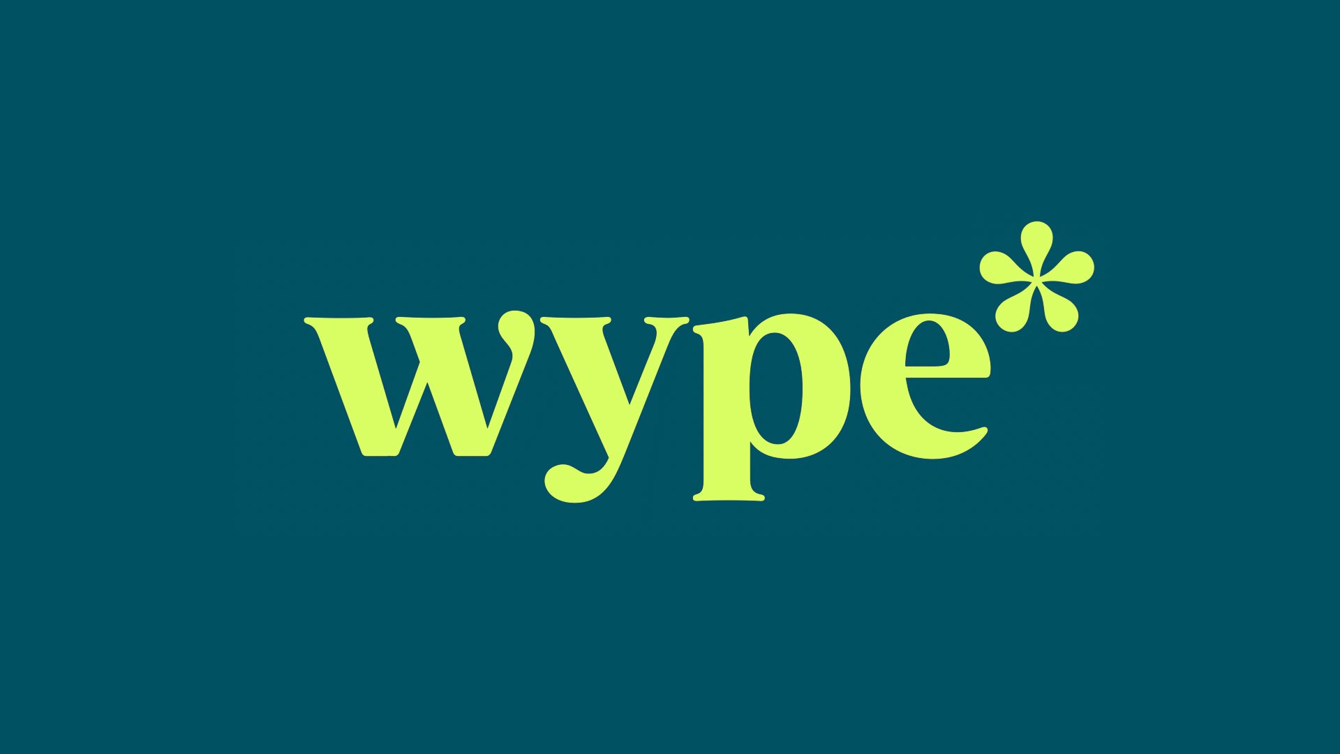 Logotype set in Gazpacho by Monotype for below the waist hygiene brand Wype designed by London-based studio Among Equals