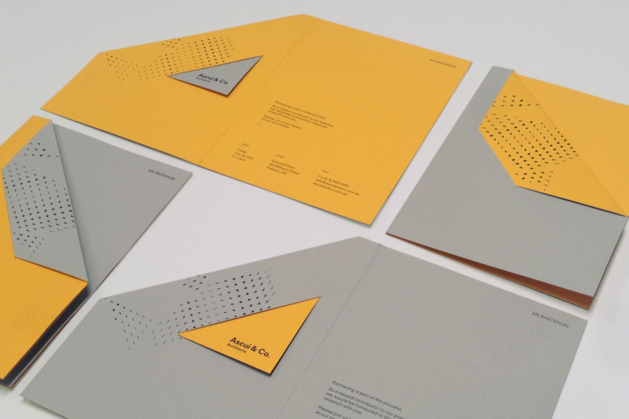Die Cutting in Branding – Ascui & Co. Architects by Grosz Co. Lab, Australia