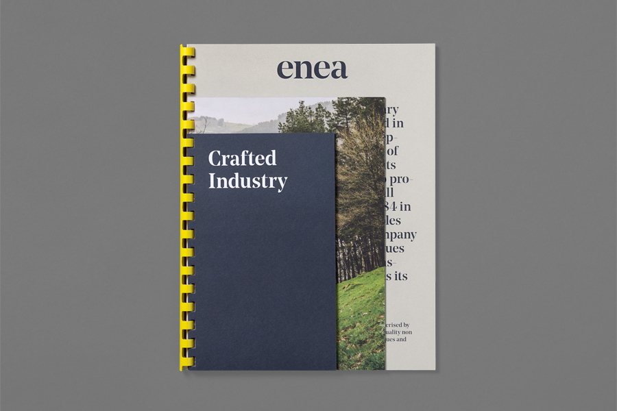 Catalogue for furniture design and manufacturing business Enea designed by Clase bcn 
