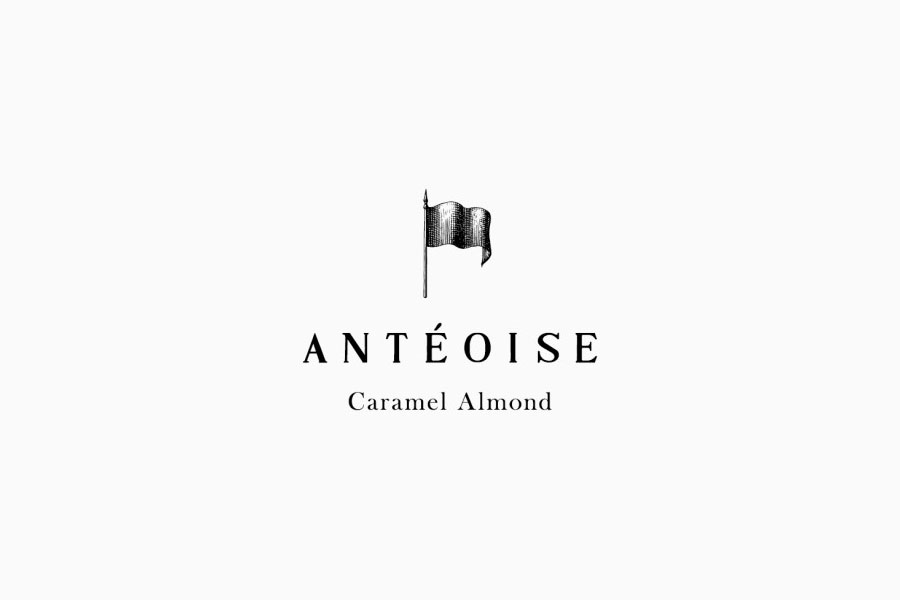 Logo for Anténor's Caramel Almond and Vanilla Raisen creme dacquoise range Antéoise designed by UMA