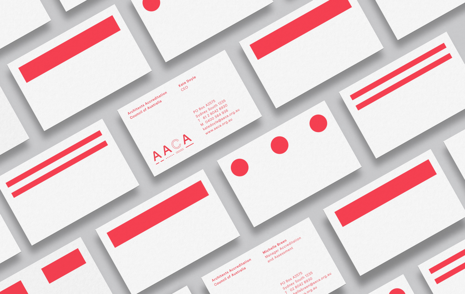 Graphic identity and business cards designed by Sydney-based Toko for Architects Accreditation Council Of Australia