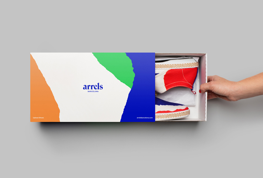 Brand Identity and packaging for Barcelona based shoe brand Arrels by graphic design studio Hey via BP&O A Packaging Design Blog.