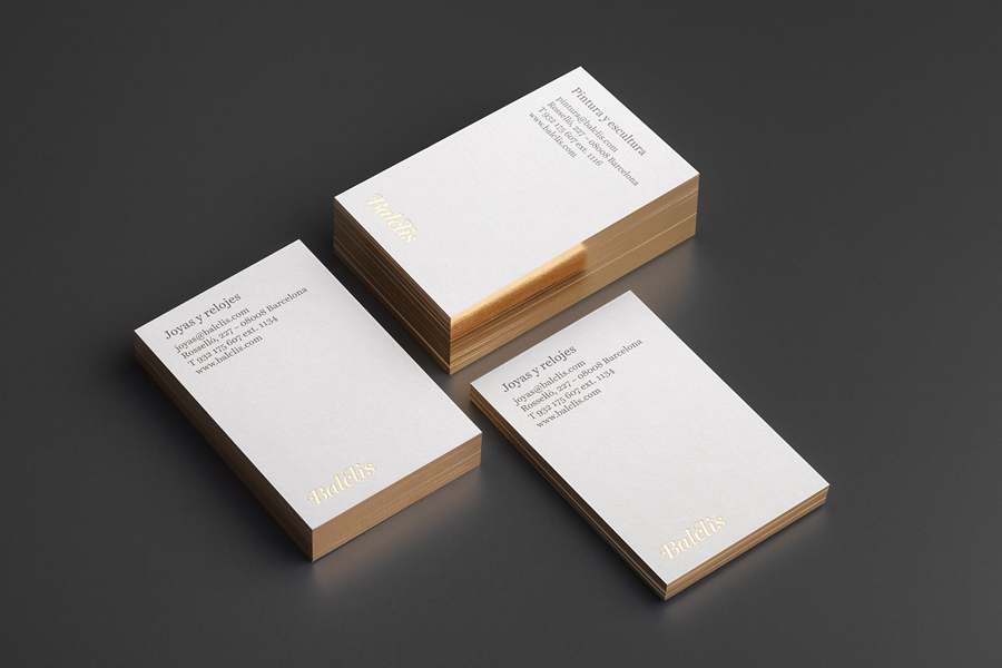 Gold foiled business card by Mucho for leading Spanish auction house Balclis