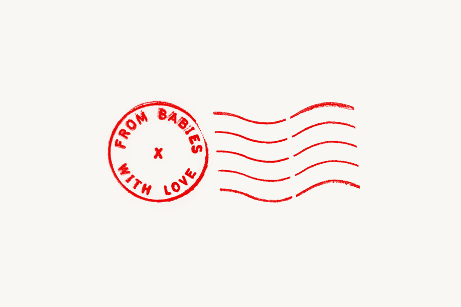 Postmark logo designed by Paul Belford Ltd. for organic baby clothing business From Babies With Love
