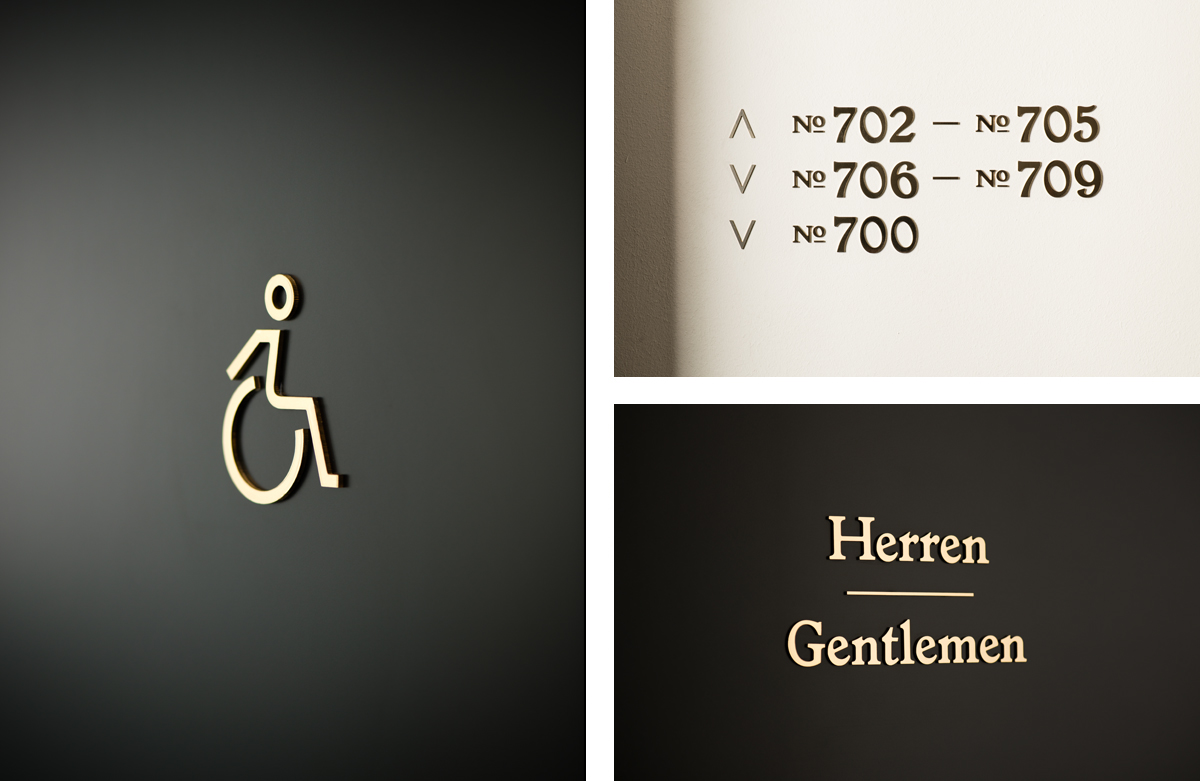 Brand identity and signage for Vienna's Grand Ferdinand hotel by Austrian graphic design studio Moodley
