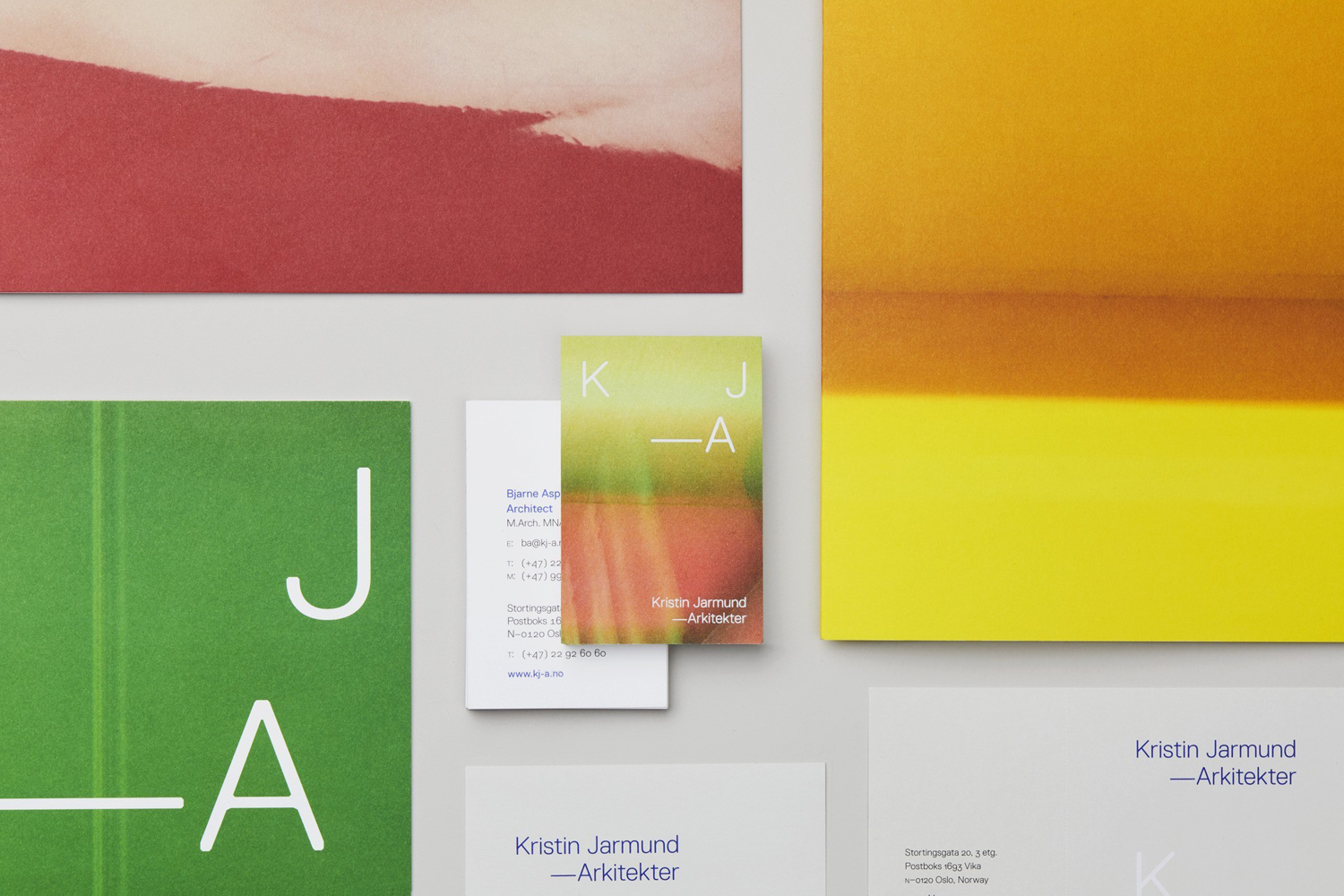 Logotype, stationery and business cards designed by Snøhetta for Oslo-based Kristin Jarmund Architects