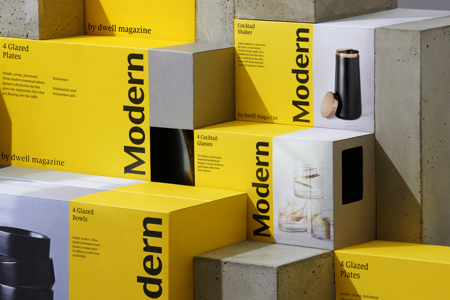 Branding and packaging design by New York studio Collins for product and furniture range Modern by Dwell Magazine, a collaboration with Target.