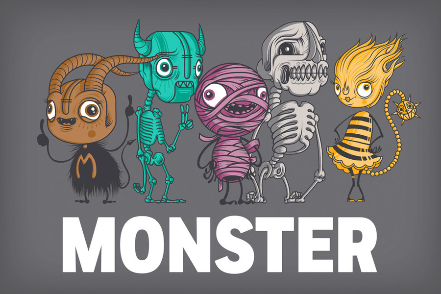 Monster characters Illustrated by Drew Millward