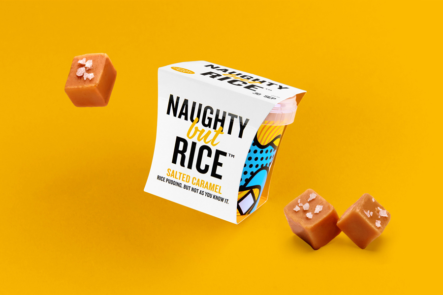 Branding and package design for Naughty But Rice by Leeds based graphic design studio Robot Food via BP&O A Packaging Design Blog.