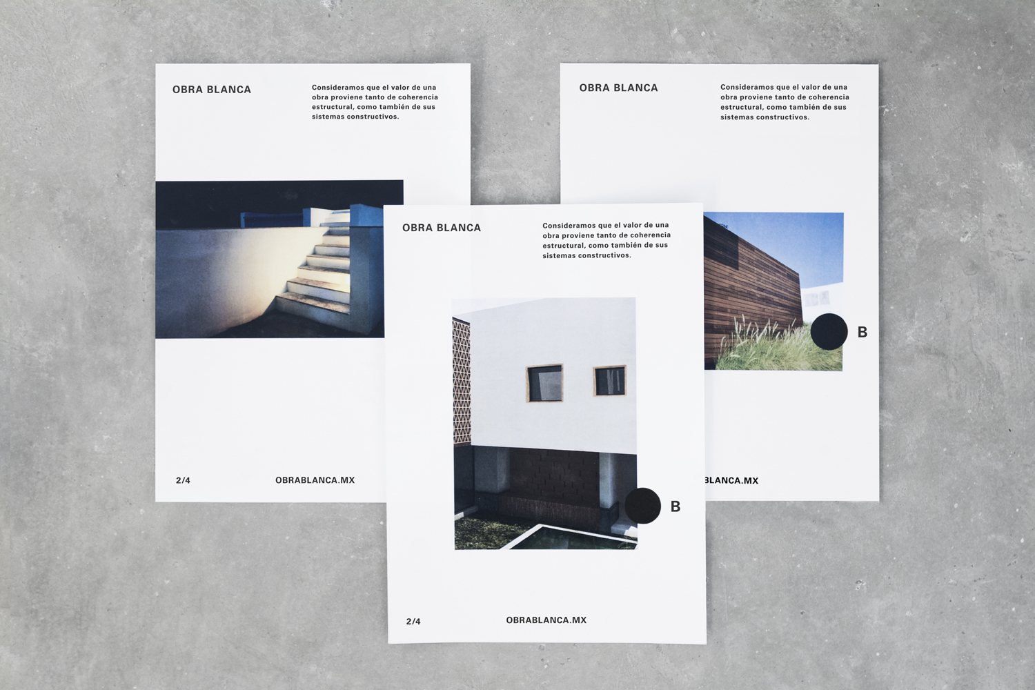 Brand identity and brochures for Mexican architecture studio Obra Blanca designed by Savvy
