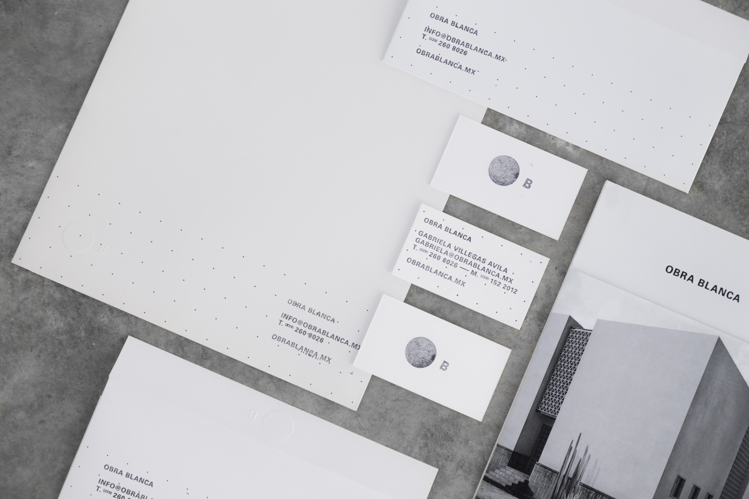 Brand identity and stationery for Mexican architecture studio Obra Blanca designed by Savvy