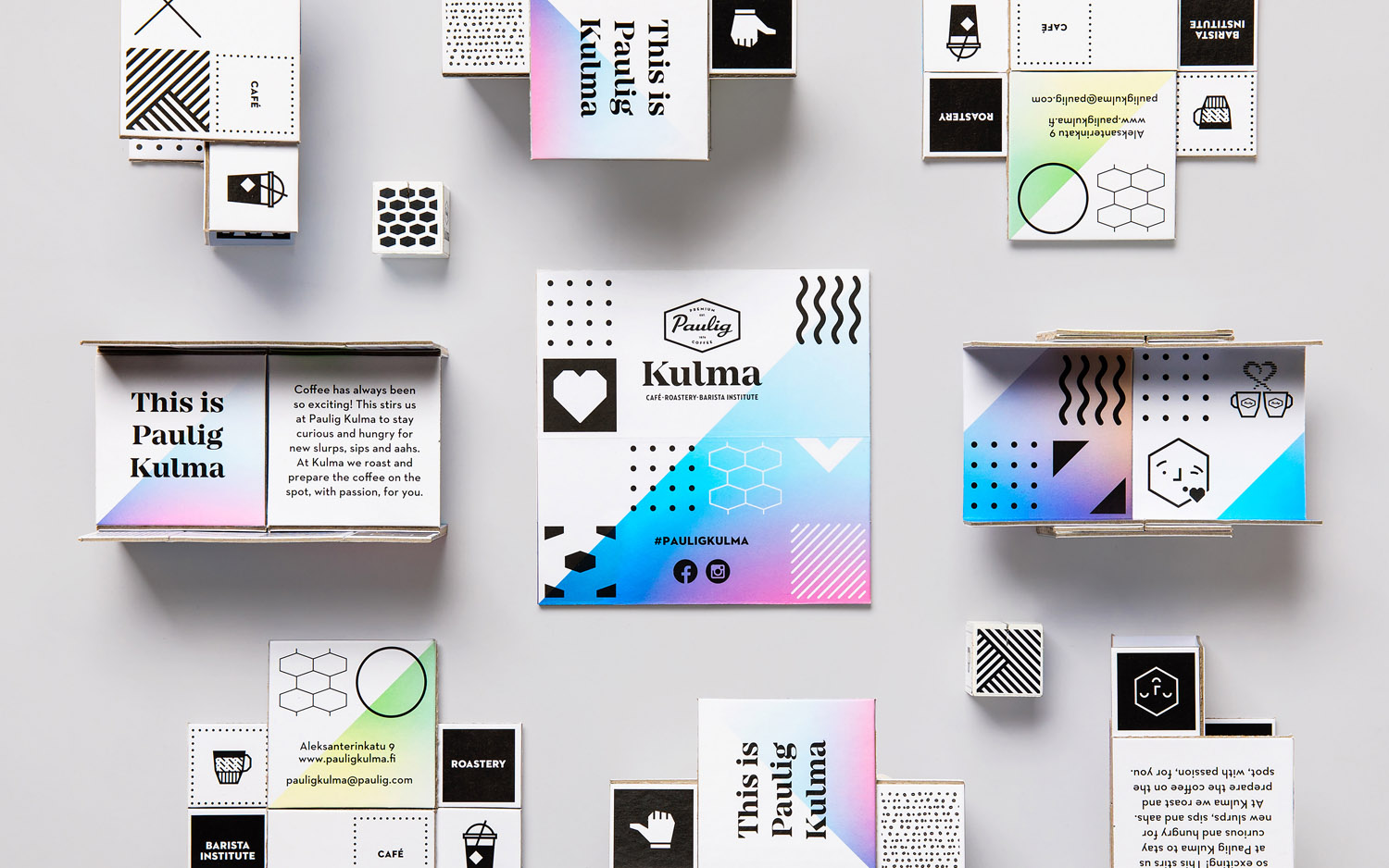Brand identity, print and packaging designed by Bond for Helsinki-based coffee shop, roastery and barista institute Paulig Kumla