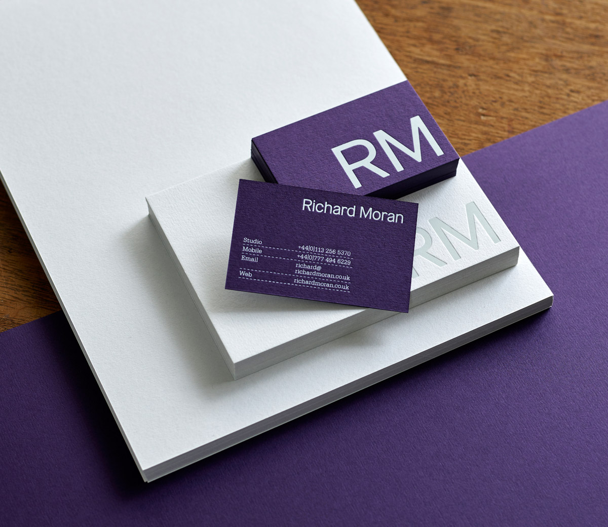 Brand identity and stationery set for UK photographer Richard Moran by Leeds based graphic design studio Journal