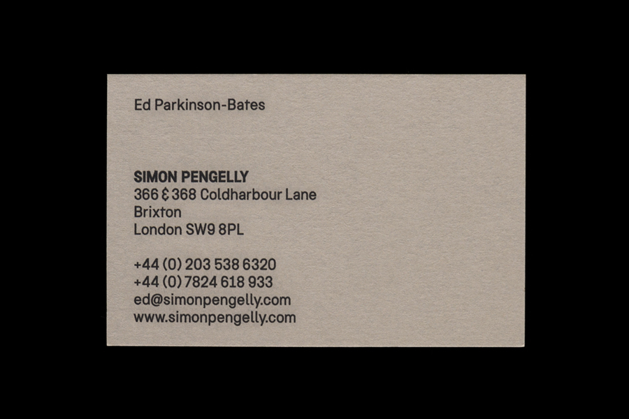Business card for British furniture designer Simon Pengelly by Spin