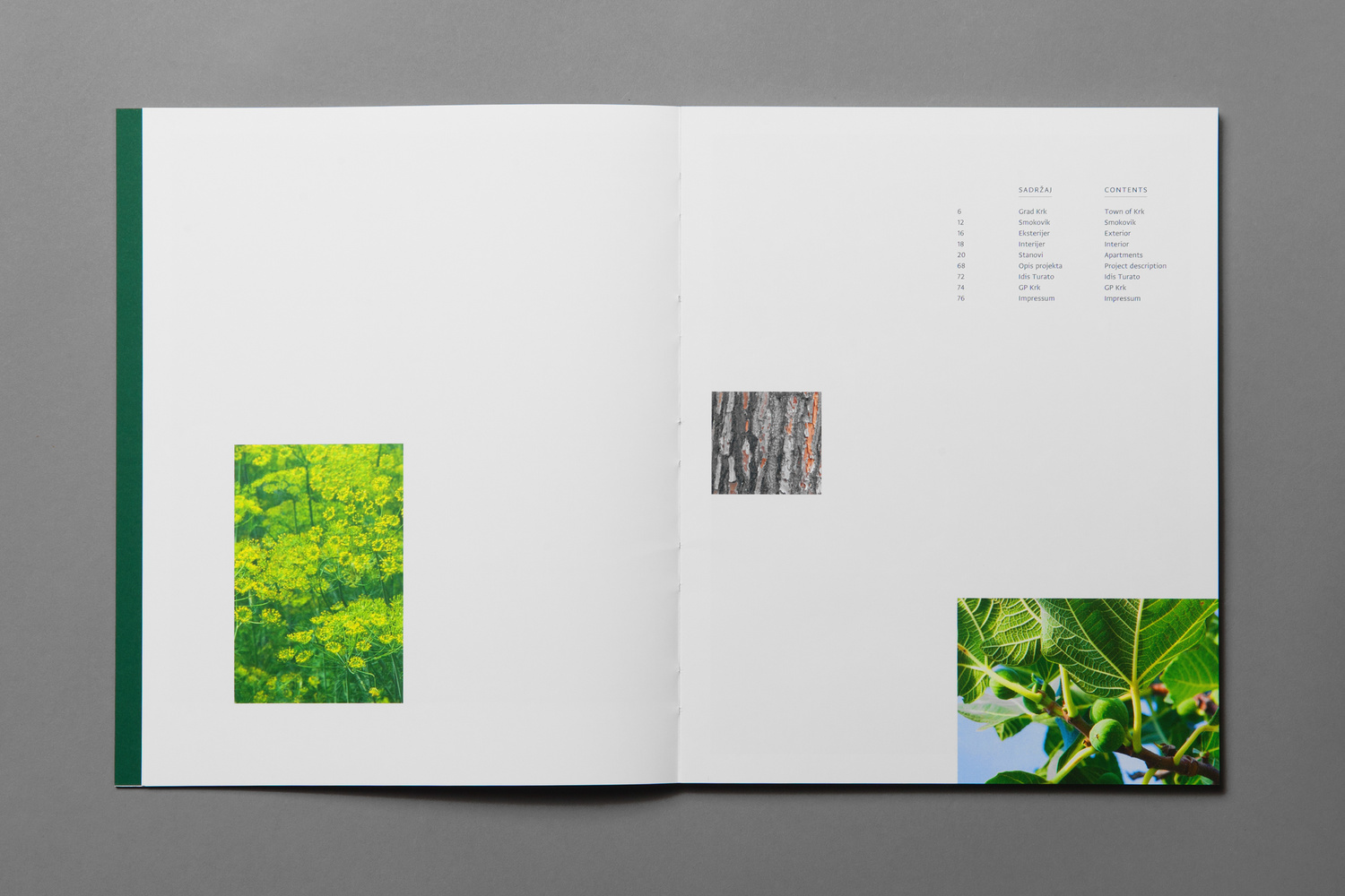 Branding and brochure spread by Studio8585 for Croatian property development Smokovik 