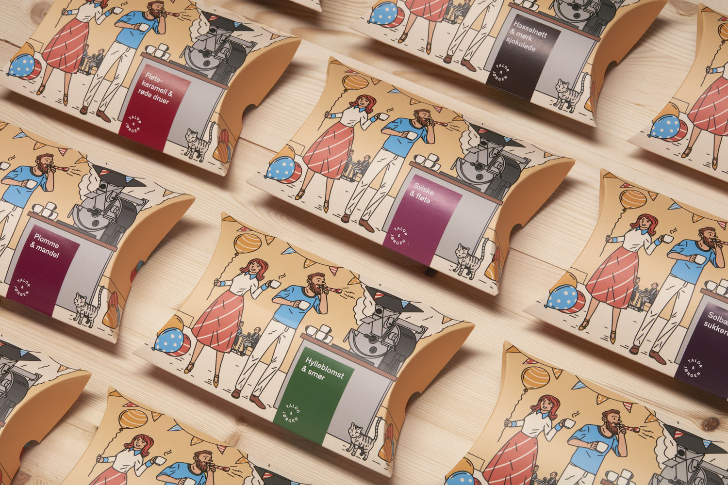 Packaging design by Olso-based Bielke & Yang for Norwegian coffee roastery and subscription service Talor & Jørgen