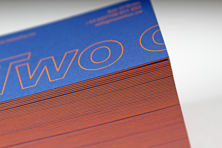 Duplex Colorplan business cards for British brand identity design studio Two of Us