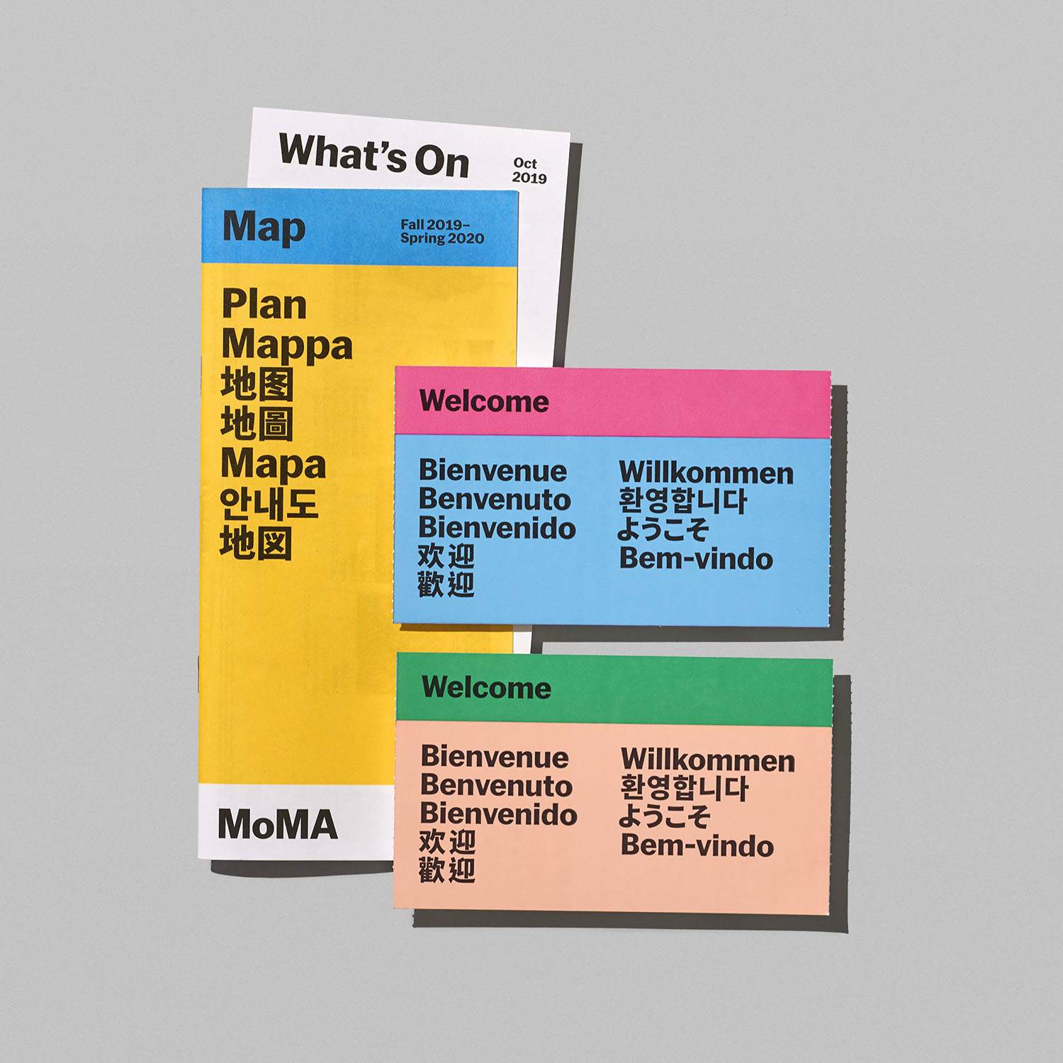 Branding and print design for contemporary art gallery MoMA 2020 designed by New York-based Order, design, print, web design