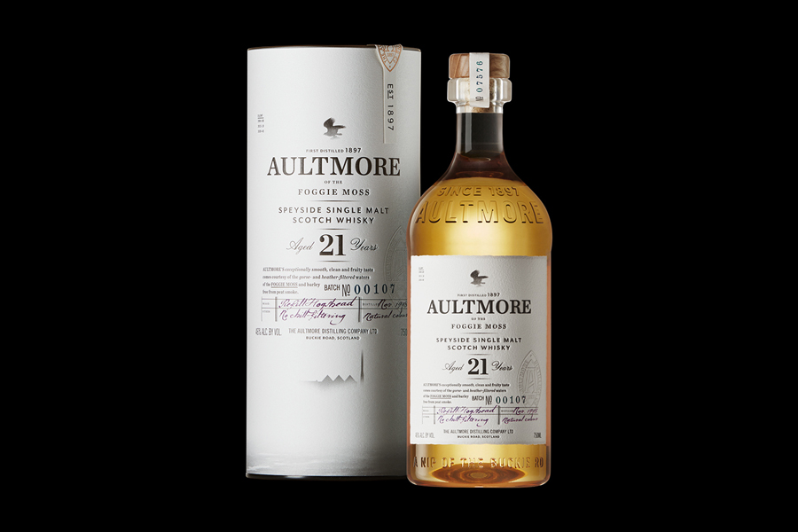 Packaging for single malt Scotch whisky brand Aultmore designed by Stranger & Stranger