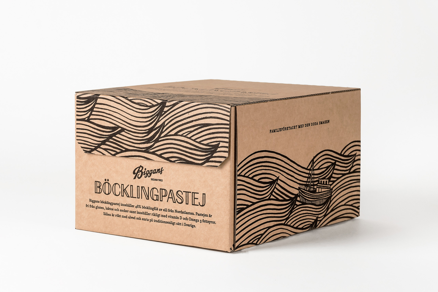 Scandinavian Packaging Design – Biggans Böcklingpastej by Bedow, Sweden