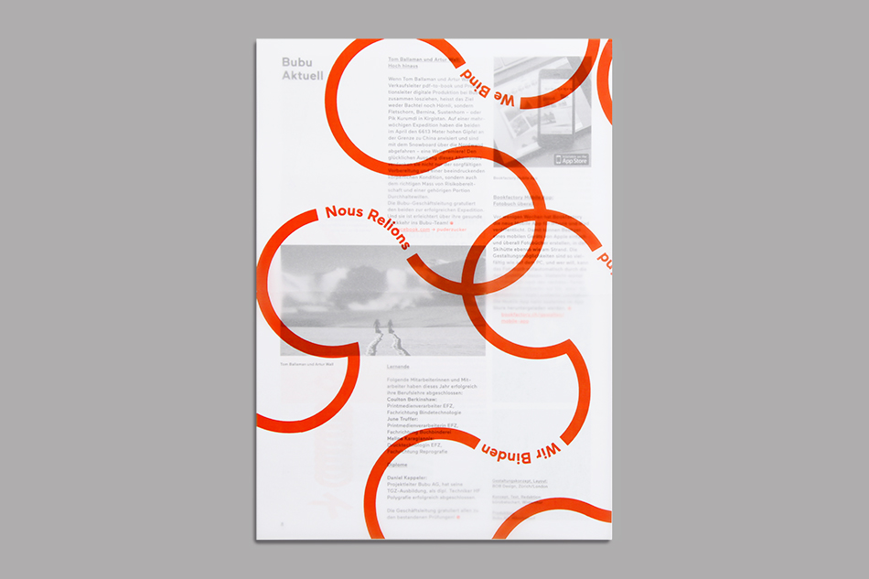 Print for Swiss binding specialists Bubu by graphic design studio Bob Design