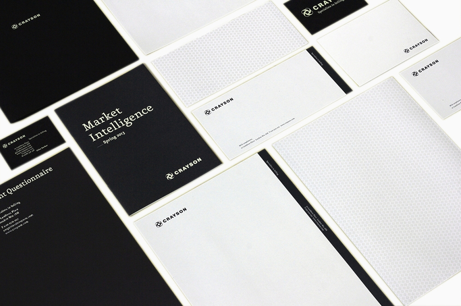 Stationery for estate agent Crayson designed by graphic design studio Beam