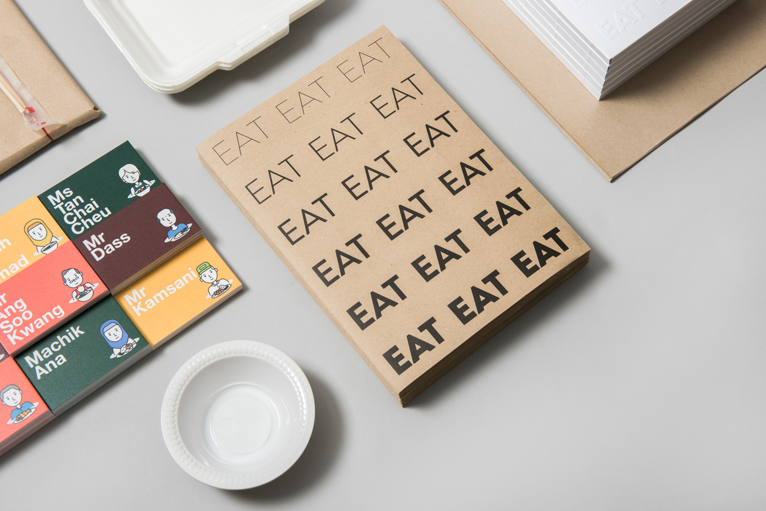 Logotype and print by Fable for EAT, the second installation of a two-year long series of exhibitions on Singapore's food culture