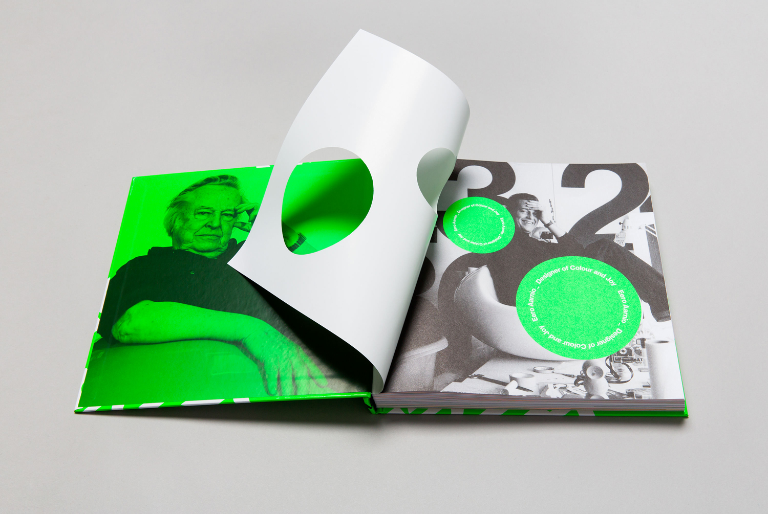 Eero Aarnio Book with fluorescent green ink detail designed by Bond, Finland