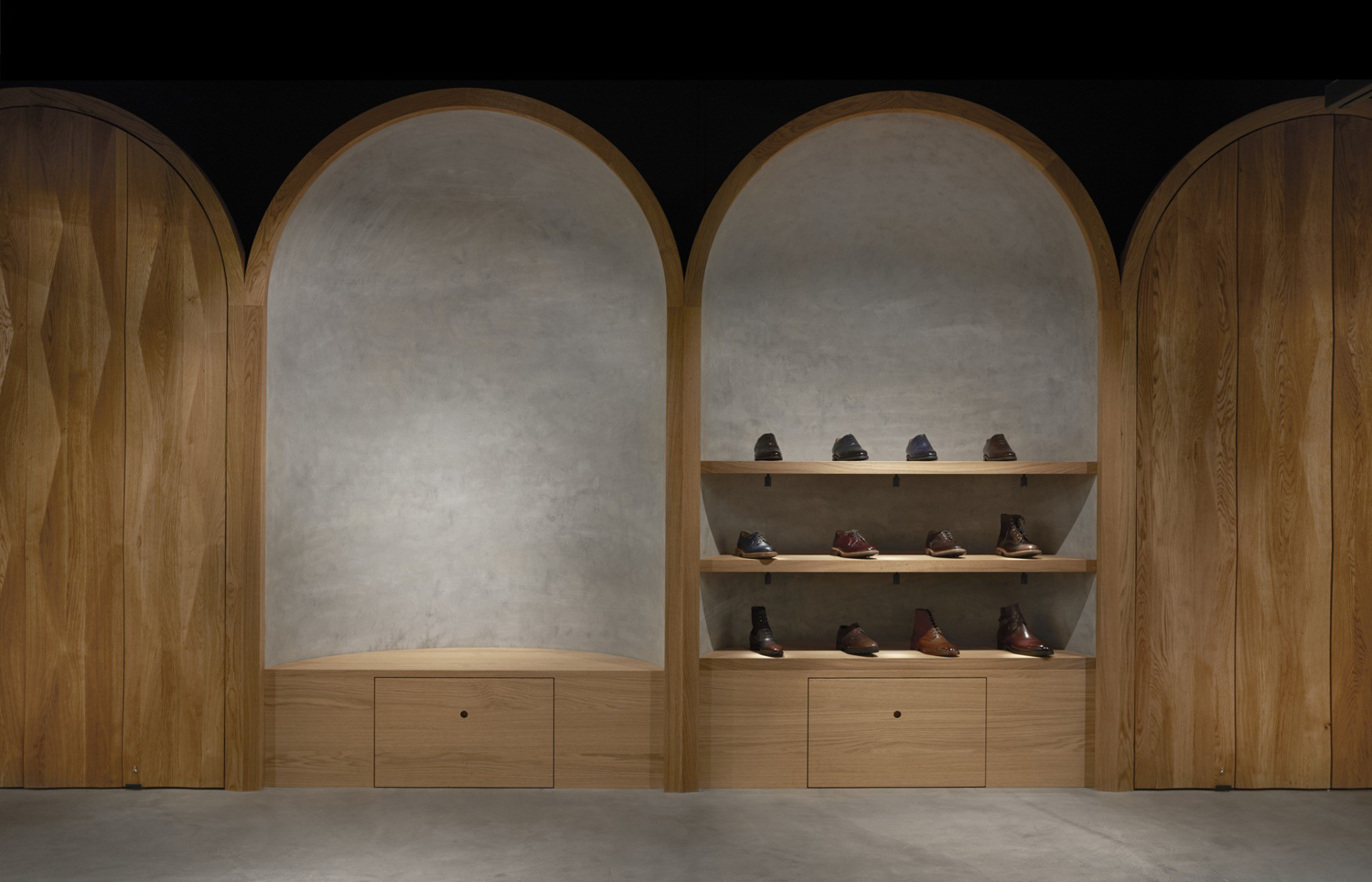 Interior design by Snøhetta for Oslo-based high-end shoemaker Faust