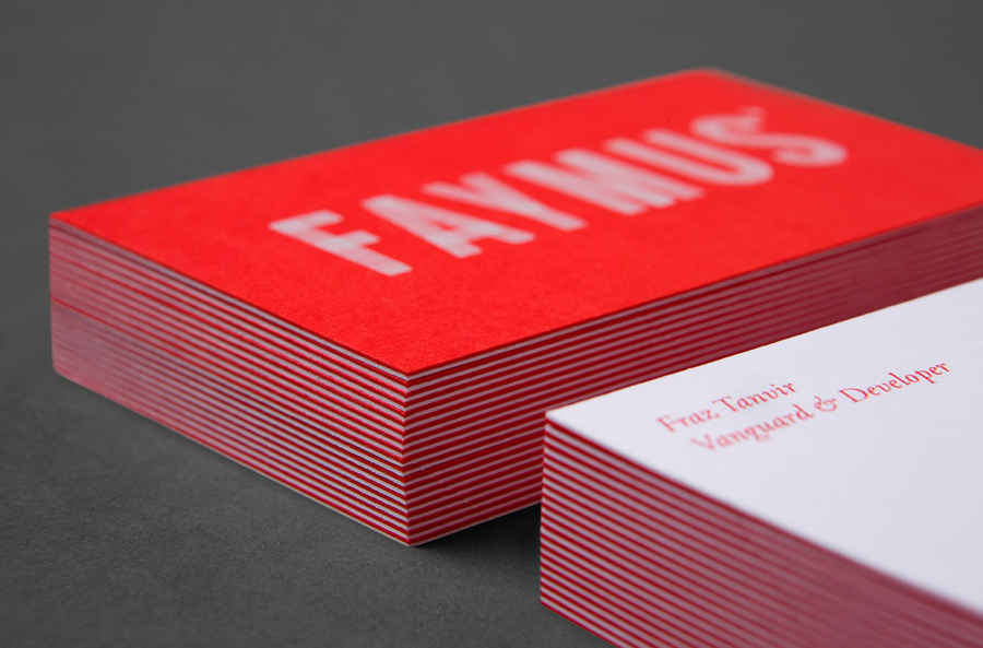 Branding and duplex business card design for Faymus by Studio Brave, Australia