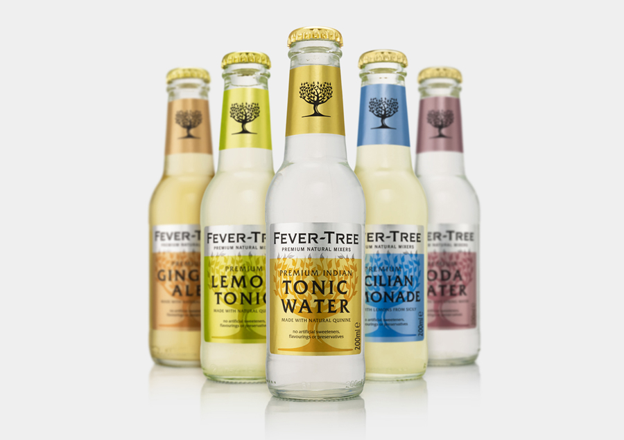 Packaging designed by London based B&B Studio for premium natural tonic and soft drink mixer brand Fever-Tree