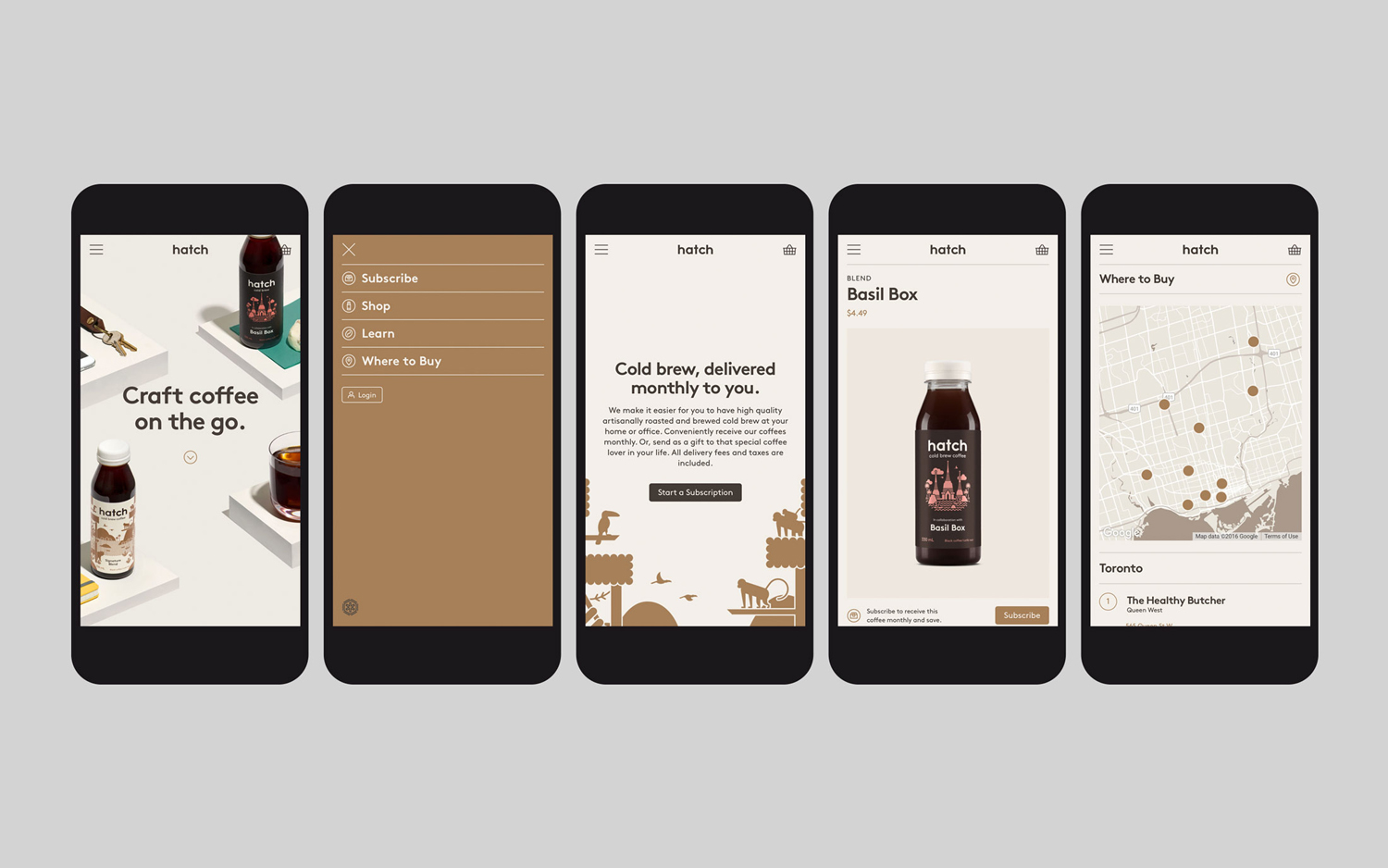 Brand identity and website by graphic design studio Tung for Toronto coffee roaster Hatch