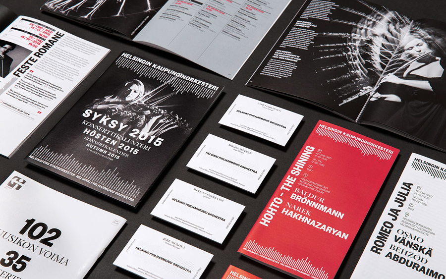 Brand identity, programme and stationery for Helsinki Philharmonic Orchestra by Bond, Finland
