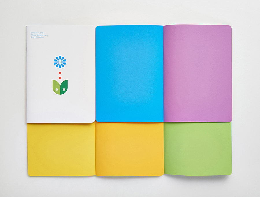 Coloured paper notebook for Investec 2014 Conference by Garbett