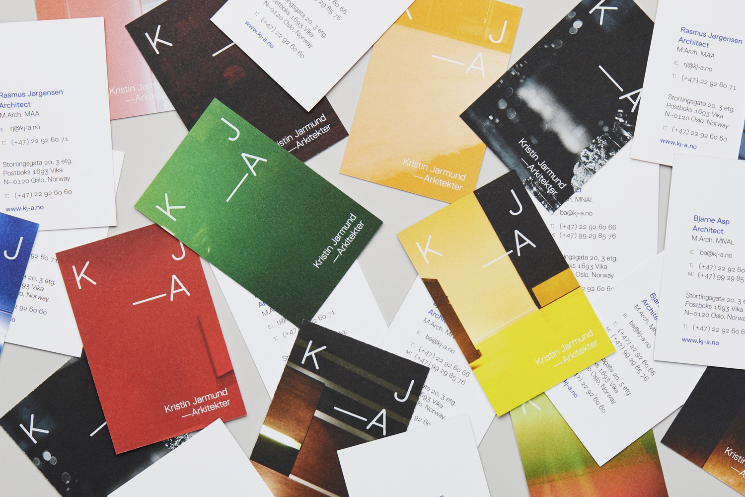 Logotype and business cards designed by Snøhetta for Oslo-based Kristin Jarmund Architects