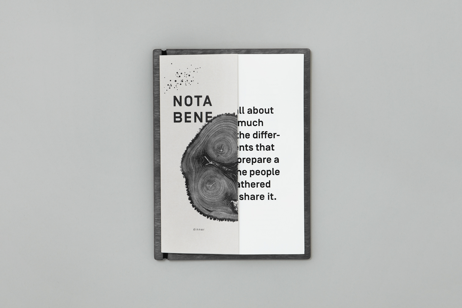 Brand identity and menu for Toronto restaurant Nota Bene by graphic design studio Blok, Canada