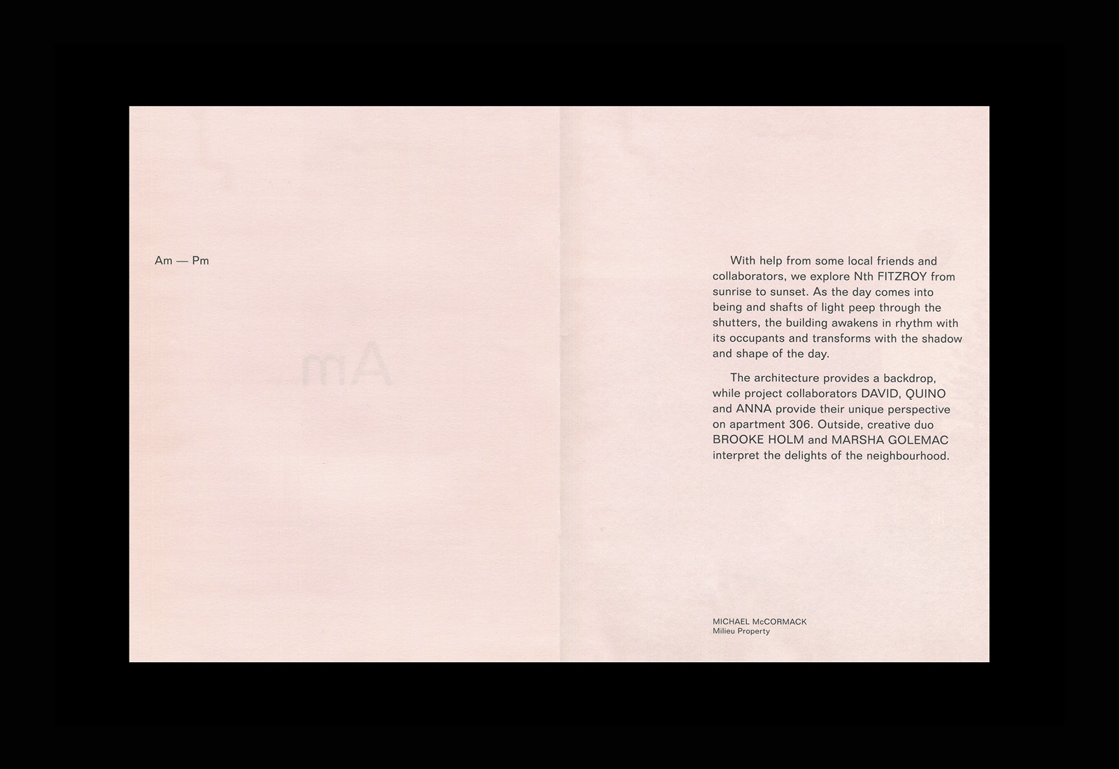 AM/PM, a brochure designed by Studio Hi Ho for residential development Nth Fitzroy