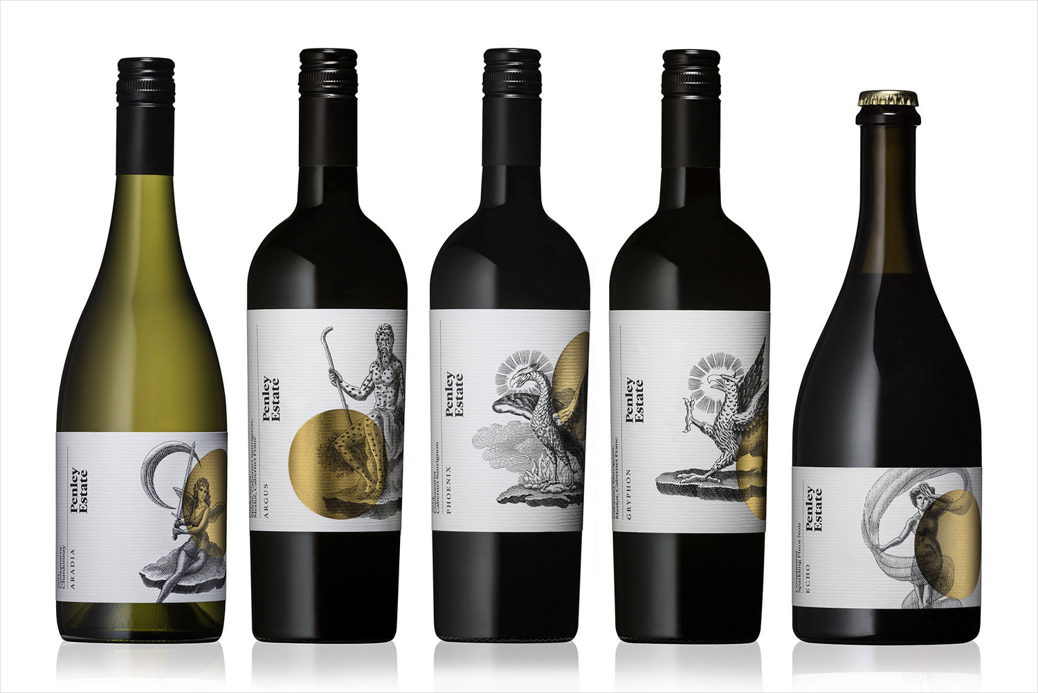New brand identity and packaging by Parallax Design for family run and award winning winery Penley Estate, Australia